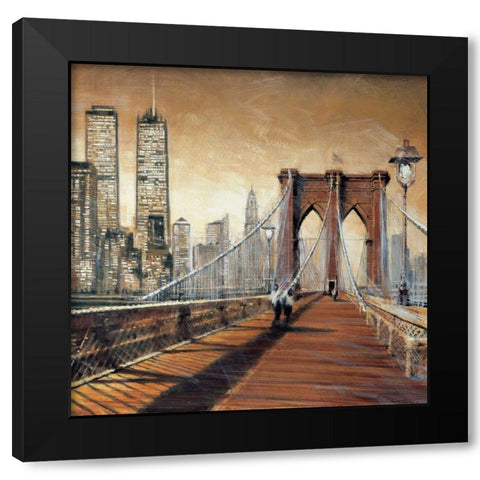 Manhattan Sunset II Black Modern Wood Framed Art Print with Double Matting by Daniels, Matthew