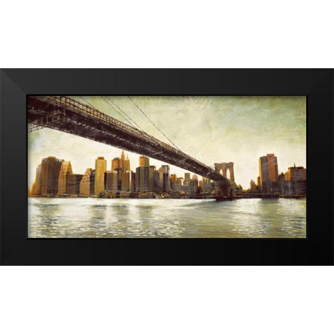 Brooklyn Bridge View Black Modern Wood Framed Art Print by Daniels, Matthew