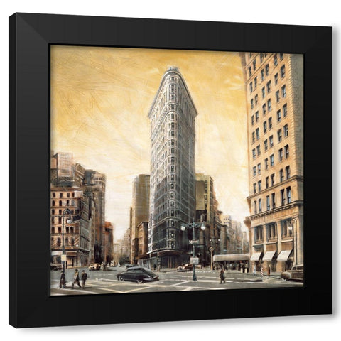 The Flatiron Building Black Modern Wood Framed Art Print by Daniels, Matthew