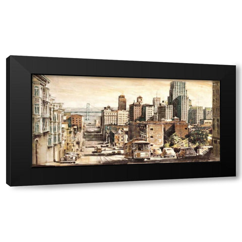 San Francisco View to Bay Bridge Black Modern Wood Framed Art Print by Daniels, Matthew