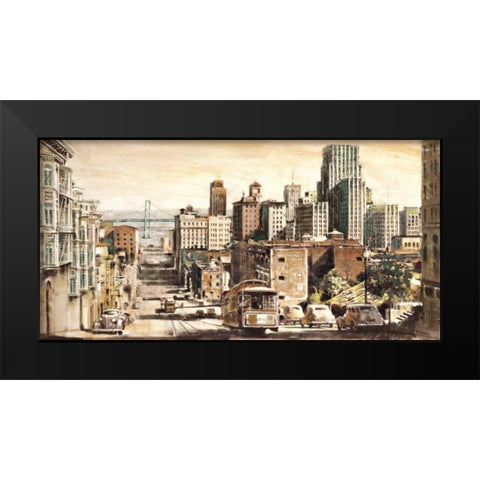 San Francisco View to Bay Bridge Black Modern Wood Framed Art Print by Daniels, Matthew