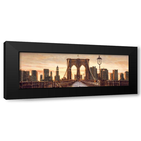 Manhattan Evening Black Modern Wood Framed Art Print with Double Matting by Daniels, Matthew