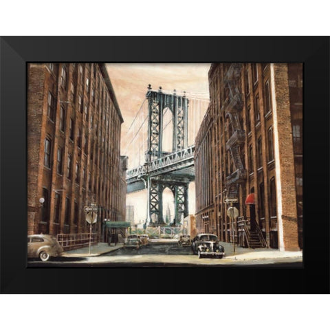 View to the Manhattan Bridge Black Modern Wood Framed Art Print by Daniels, Matthew