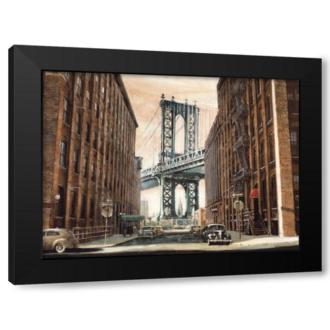 View to the Manhattan Bridge Black Modern Wood Framed Art Print by Daniels, Matthew