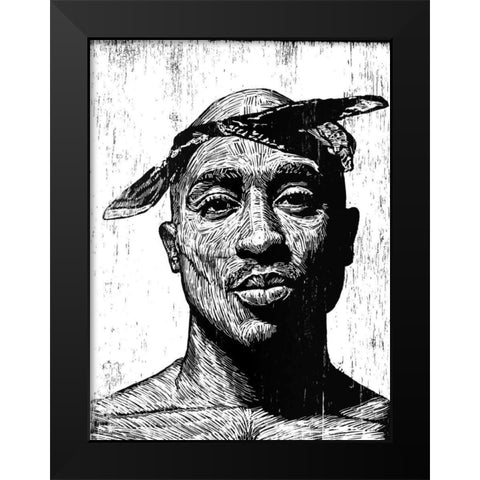 Tupac Black Modern Wood Framed Art Print by Shigley, Neil
