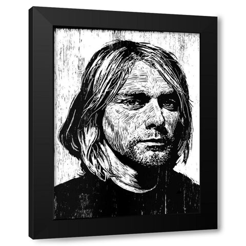 Cobain Black Modern Wood Framed Art Print by Shigley, Neil