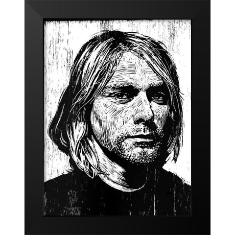Cobain Black Modern Wood Framed Art Print by Shigley, Neil