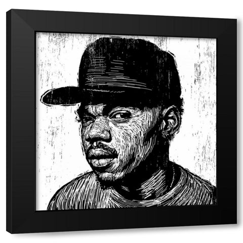 KC Chance the Rapper Black Modern Wood Framed Art Print by Shigley, Neil