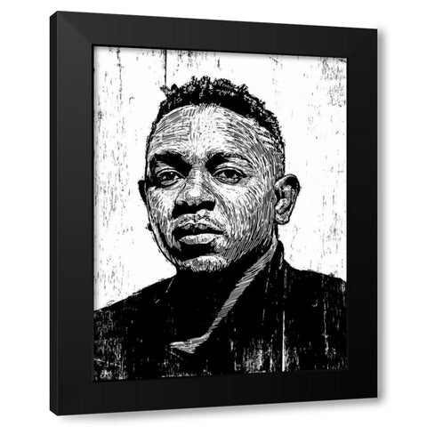 Kendrick Lamar Black Modern Wood Framed Art Print with Double Matting by Shigley, Neil