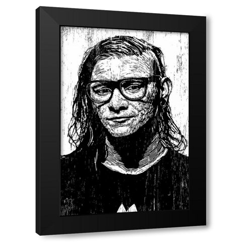 Shrillex Black Modern Wood Framed Art Print by Shigley, Neil