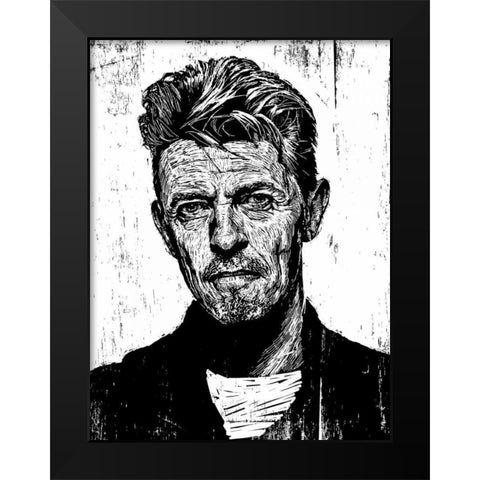 David Bowie Black Modern Wood Framed Art Print by Shigley, Neil