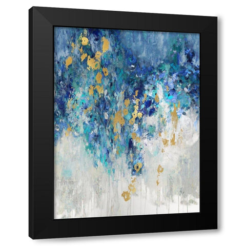 Cascading Blues II Black Modern Wood Framed Art Print by Robbins, Nikki