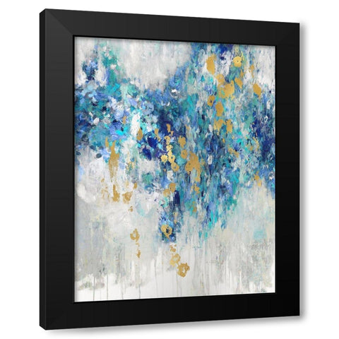 Cascading Blues III Black Modern Wood Framed Art Print with Double Matting by Robbins, Nikki