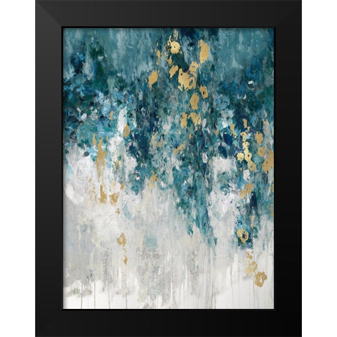 Cascading Cerulian Black Modern Wood Framed Art Print by Robbins, Nikki