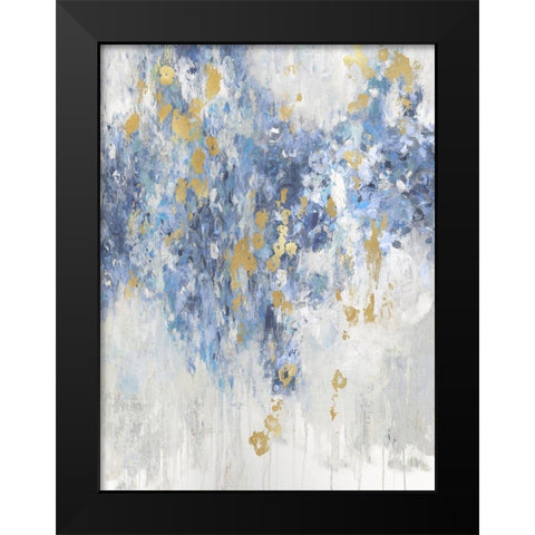 Cascade Indigo with Gold  Black Modern Wood Framed Art Print by Robbins, Nikki