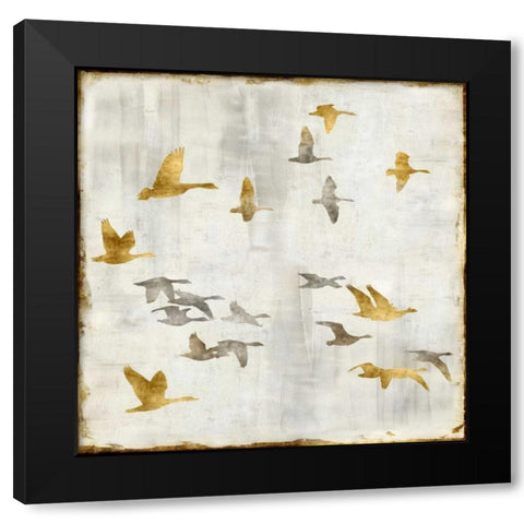 Golden Flight I Black Modern Wood Framed Art Print with Double Matting by Spencer, Nick