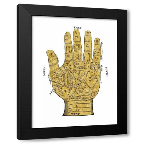 Vintage Palmistry Black Modern Wood Framed Art Print by Jeffries, Oliver
