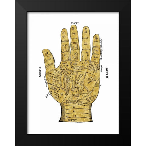 Vintage Palmistry Black Modern Wood Framed Art Print by Jeffries, Oliver
