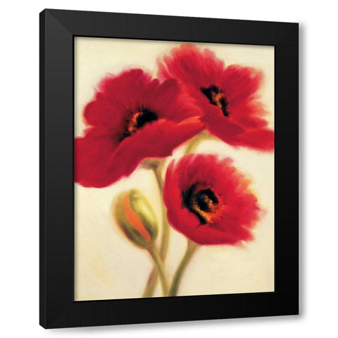 Red Poppies Black Modern Wood Framed Art Print by Benson, Paula