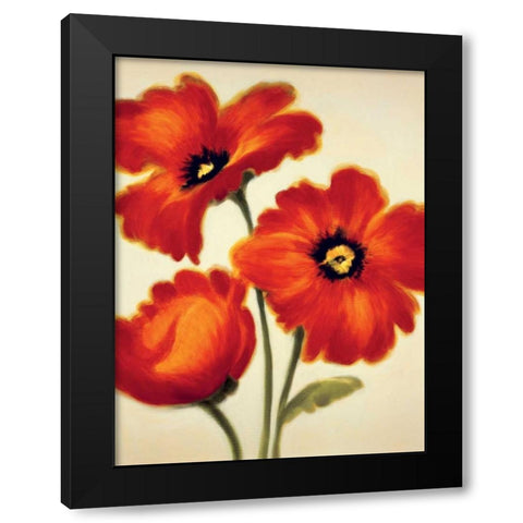 Orange Poppies Black Modern Wood Framed Art Print by Benson, Paula