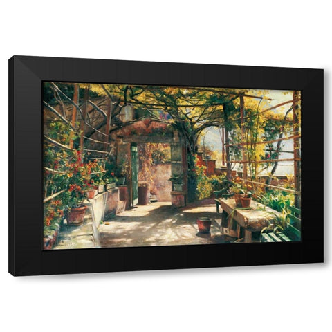 In the Pergola Black Modern Wood Framed Art Print with Double Matting by Monsted, Peder