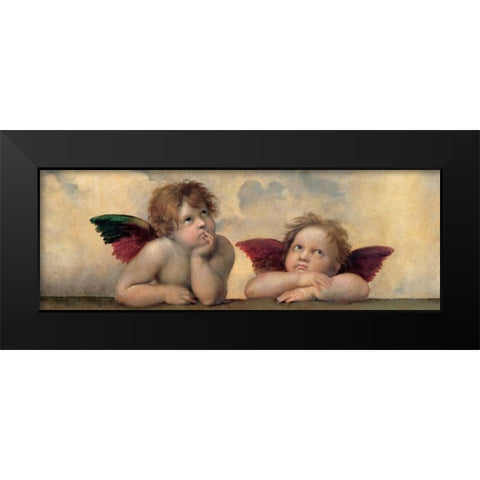 Angeli - Madonna Sistina Black Modern Wood Framed Art Print by Sanzio, Raffaello