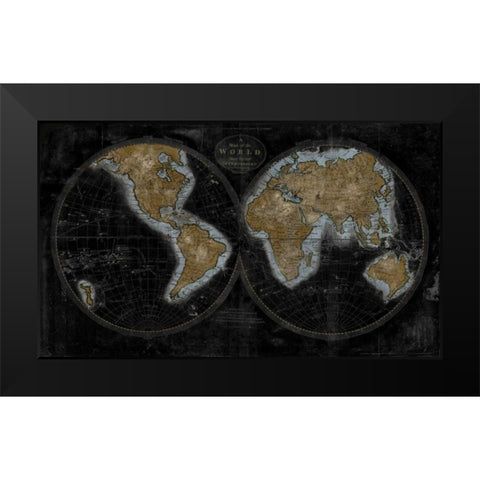 The World In Gold Black Modern Wood Framed Art Print by Brennan, Russell