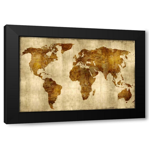 The World - Bronze on Gold Black Modern Wood Framed Art Print with Double Matting by Brennan, Russell