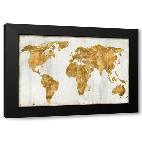 The World In Gold Black Modern Wood Framed Art Print with Double Matting by Brennan, Russell
