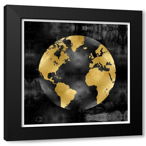 The Globe Gold on Black Black Modern Wood Framed Art Print with Double Matting by Brennan, Russell