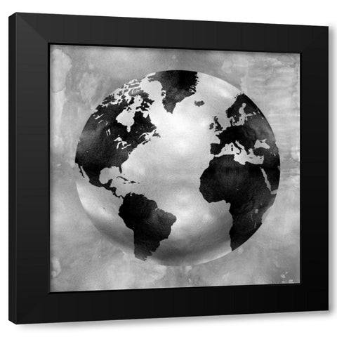 Silver Globe Black Modern Wood Framed Art Print by Brennan, Russell