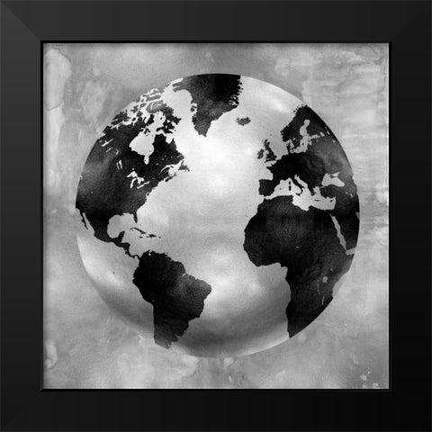 Silver Globe Black Modern Wood Framed Art Print by Brennan, Russell