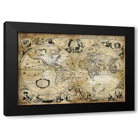 Antique Map I Black Modern Wood Framed Art Print with Double Matting by Brennan, Russell