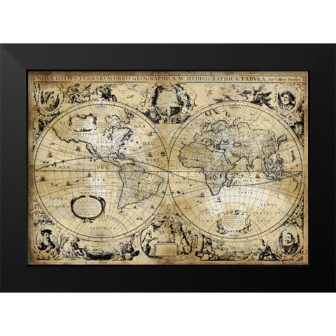 Antique Map I Black Modern Wood Framed Art Print by Brennan, Russell