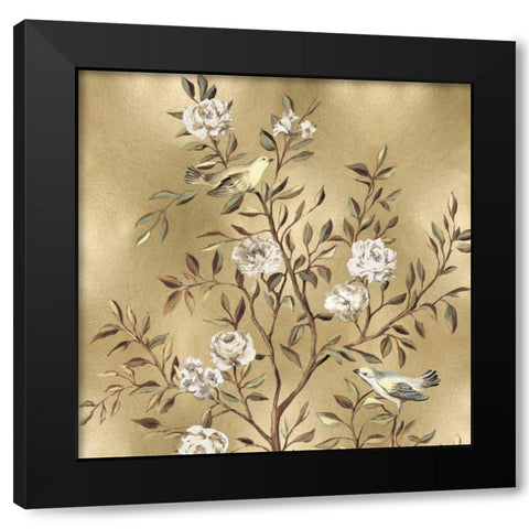 Chinoiserie in Gold I Black Modern Wood Framed Art Print with Double Matting by Campbell, Renee