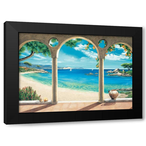 Mediterranean Bay Black Modern Wood Framed Art Print by Dominguez, Robert