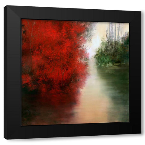 Red Reflections Black Modern Wood Framed Art Print by Di Scenza, Ron