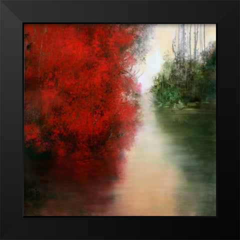 Red Reflections Black Modern Wood Framed Art Print by Di Scenza, Ron