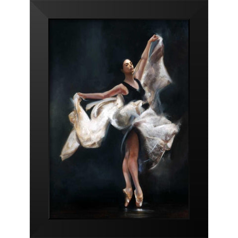 Butterfly Ballet Black Modern Wood Framed Art Print by Di Scenza, Ron