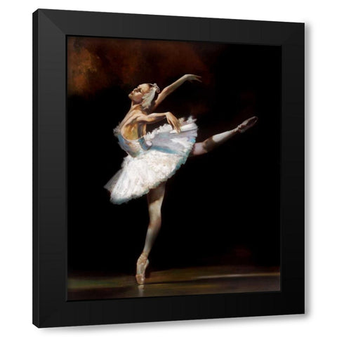 Swan Lake Black Modern Wood Framed Art Print by Di Scenza, Ron