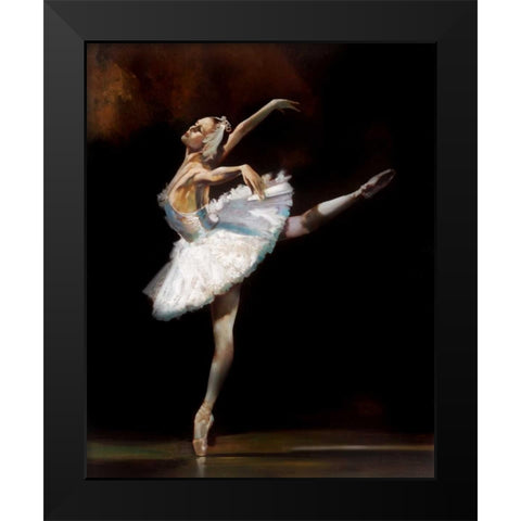 Swan Lake Black Modern Wood Framed Art Print by Di Scenza, Ron