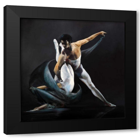 Swish Black Modern Wood Framed Art Print by Di Scenza, Ron