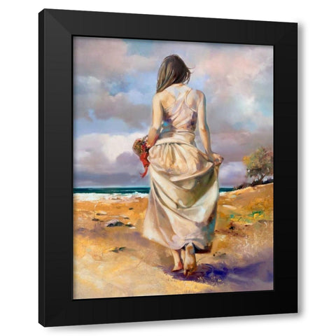 At The Beach Black Modern Wood Framed Art Print with Double Matting by Di Scenza, Ron