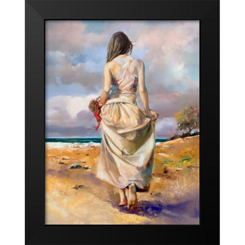 At The Beach Black Modern Wood Framed Art Print by Di Scenza, Ron