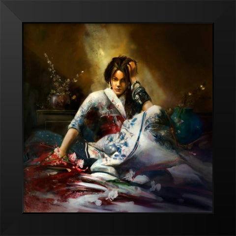 China American Girl Black Modern Wood Framed Art Print by Di Scenza, Ron