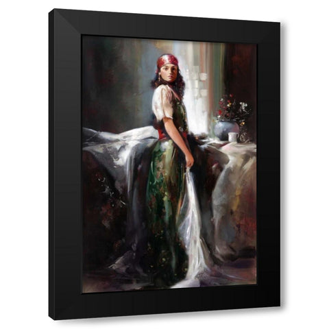 Girl By The Window Black Modern Wood Framed Art Print with Double Matting by Di Scenza, Ron