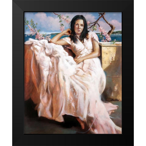 Girl Napoli Black Modern Wood Framed Art Print by Di Scenza, Ron