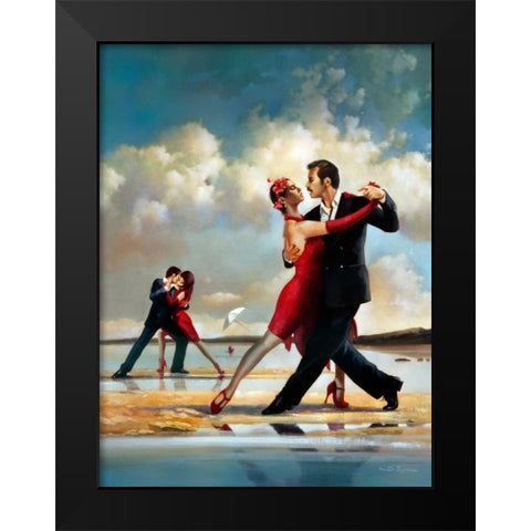 Tango On The Beach Black Modern Wood Framed Art Print by Di Scenza, Ron