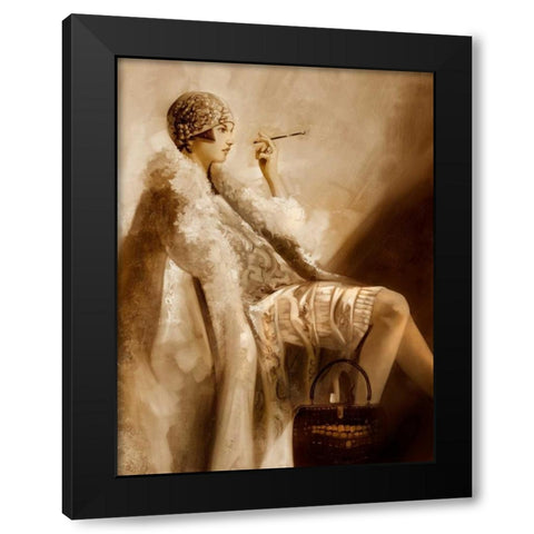 Flapper Black Modern Wood Framed Art Print by Di Scenza, Ron