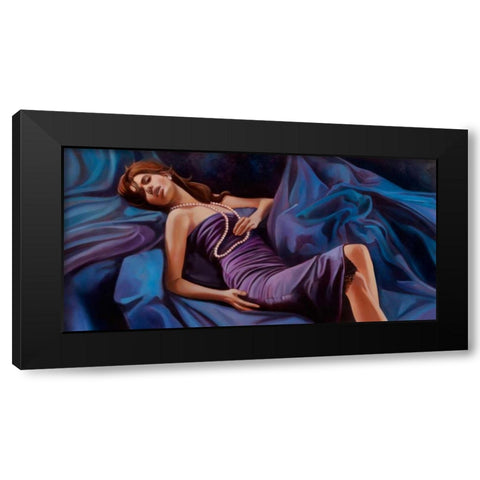 Coco Pearls Black Modern Wood Framed Art Print by Di Scenza, Ron